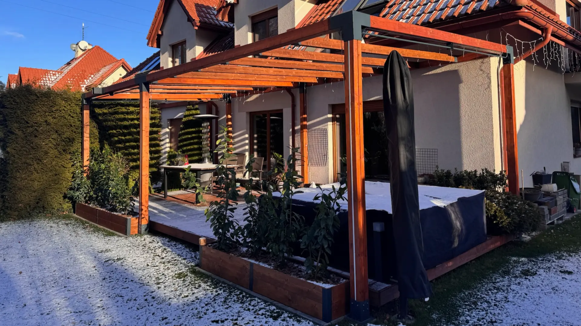DOBLE (12x12) || Zestaw ecoPERGOLA - pergola drewniana podwójna, z belkami BSH Si 12/12cm, o wymiarach max.: 8m x 4m